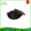 Cast iron japanese wok with wooden lid